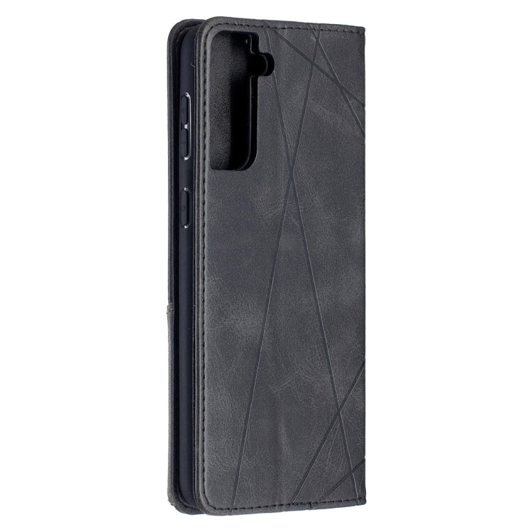 For Samsung Galaxy S21+ 5G Rhombus Texture Horizontal Flip Magnetic Leather Case with Holder & Card Slots(Black) - Galaxy S21+ 5G Cases by buy2fix | Online Shopping UK | buy2fix