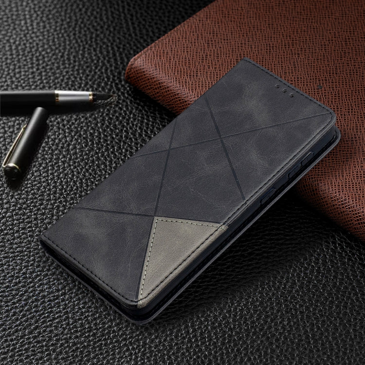 For Samsung Galaxy S21+ 5G Rhombus Texture Horizontal Flip Magnetic Leather Case with Holder & Card Slots(Black) - Galaxy S21+ 5G Cases by buy2fix | Online Shopping UK | buy2fix