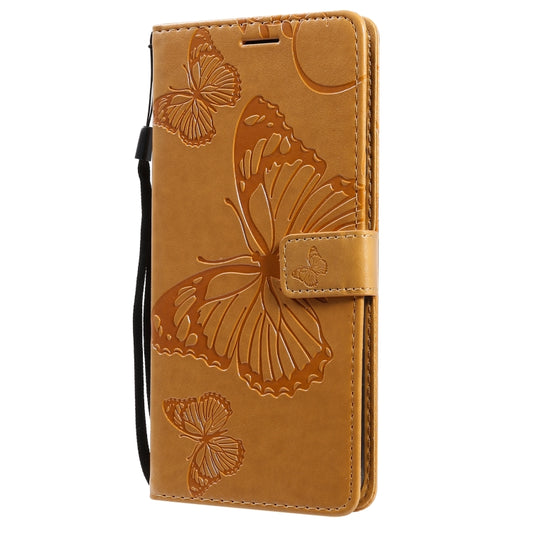 For Xiaomi Poco X3 NFC 3D Butterflies Embossing Pattern Horizontal Flip Leather Case with Holder & Card Slot & Wallet(Yellow) by buy2fix