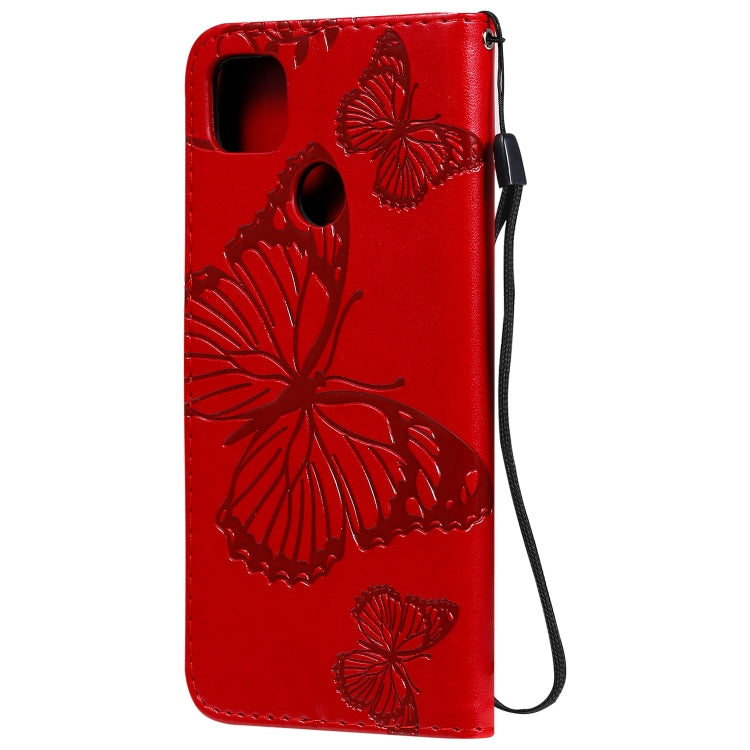 For Xiaomi Redmi 9C 3D Butterflies Embossing Pattern Horizontal Flip Leather Case with Holder & Card Slot & Wallet(Red) - Xiaomi Cases by buy2fix | Online Shopping UK | buy2fix