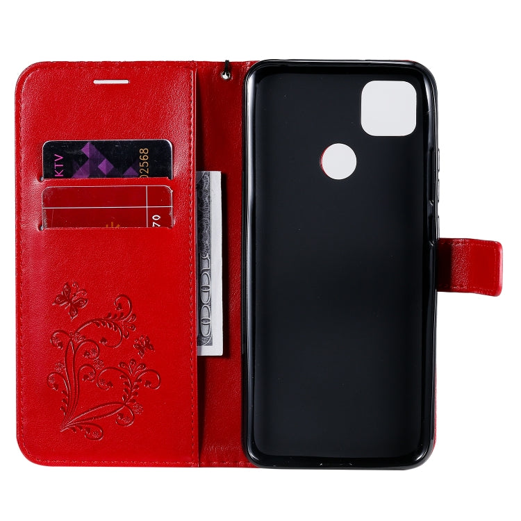 For Xiaomi Redmi 9C 3D Butterflies Embossing Pattern Horizontal Flip Leather Case with Holder & Card Slot & Wallet(Red) - Xiaomi Cases by buy2fix | Online Shopping UK | buy2fix