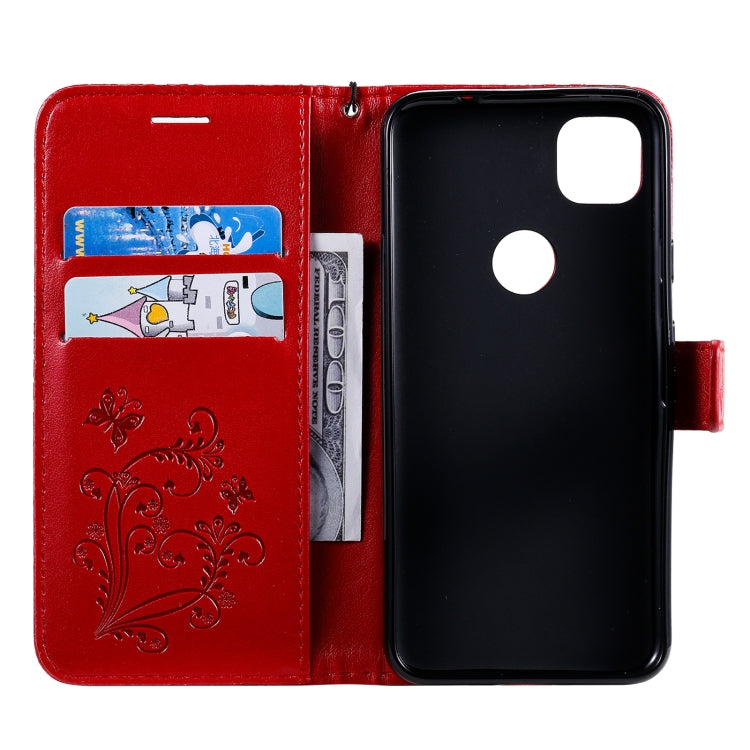 For Google Pixel 4A 3D Butterflies Embossing Pattern Horizontal Flip Leather Case with Holder & Card Slot & Wallet & Lanyard(Red) by buy2fix
