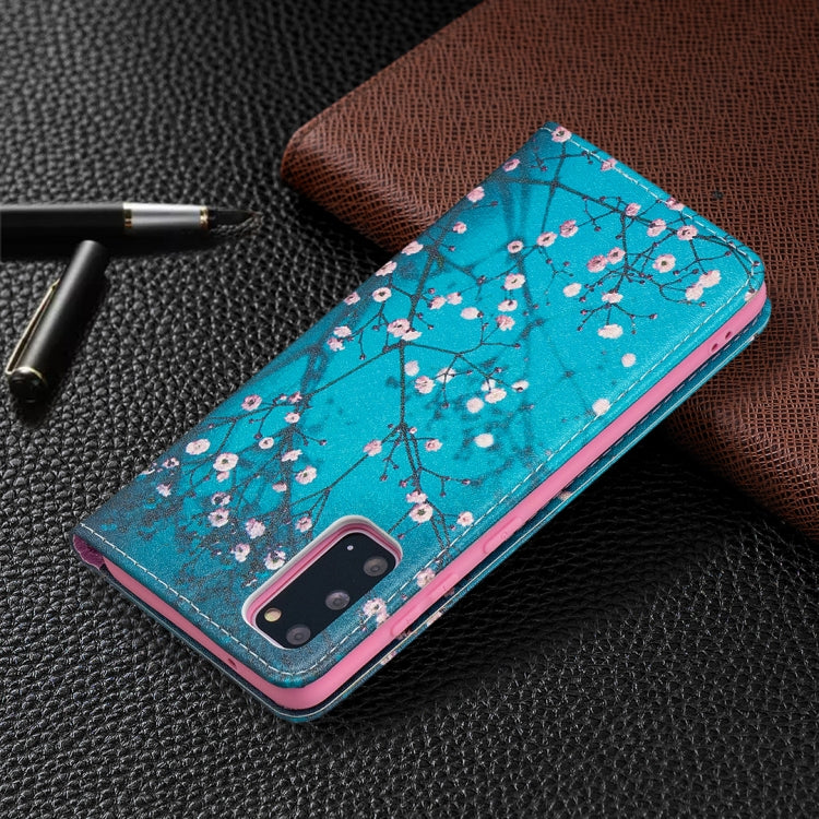 For Samsung Galaxy S20 Colored Drawing Pattern Invisible Magnetic Horizontal Flip PU Leather Case with Holder & Card Slots & Wallet(Plum Blossom) by buy2fix