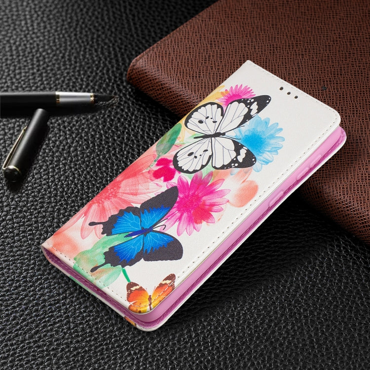 For Samsung Galaxy S21+ 5G Colored Drawing Pattern Invisible Magnetic Horizontal Flip PU Leather Case with Holder & Card Slots & Wallet(Two Butterflies) - Galaxy S21+ 5G Cases by buy2fix | Online Shopping UK | buy2fix