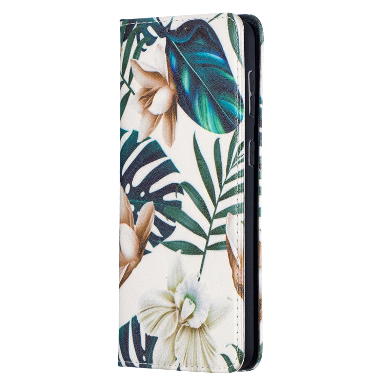 For Samsung Galaxy S21+ 5G Colored Drawing Pattern Invisible Magnetic Horizontal Flip PU Leather Case with Holder & Card Slots & Wallet(Red Leaves) - Galaxy S21+ 5G Cases by buy2fix | Online Shopping UK | buy2fix