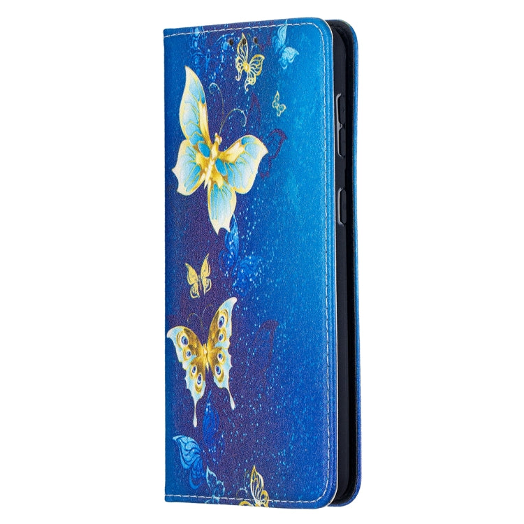 For Samsung Galaxy S21+ 5G Colored Drawing Pattern Invisible Magnetic Horizontal Flip PU Leather Case with Holder & Card Slots & Wallet(Gold Butterflies) - Galaxy S21+ 5G Cases by buy2fix | Online Shopping UK | buy2fix