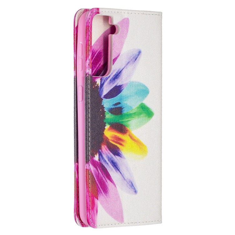 For Samsung Galaxy S21+ 5G Colored Drawing Pattern Invisible Magnetic Horizontal Flip PU Leather Case with Holder & Card Slots & Wallet(Sun Flower) - Galaxy S21+ 5G Cases by buy2fix | Online Shopping UK | buy2fix