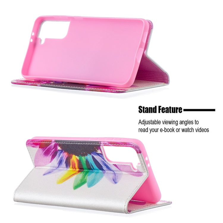 For Samsung Galaxy S21+ 5G Colored Drawing Pattern Invisible Magnetic Horizontal Flip PU Leather Case with Holder & Card Slots & Wallet(Sun Flower) - Galaxy S21+ 5G Cases by buy2fix | Online Shopping UK | buy2fix