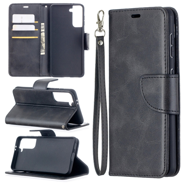 For Samsung Galaxy S21 5G Lambskin Texture Pure Color Horizontal Flip PU Leather Case with Holder & Card Slots & Wallet & Lanyard(Black) - Galaxy S21 5G Cases by buy2fix | Online Shopping UK | buy2fix