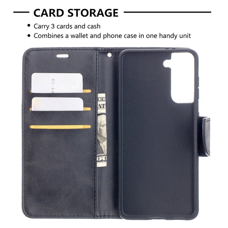For Samsung Galaxy S21 5G Lambskin Texture Pure Color Horizontal Flip PU Leather Case with Holder & Card Slots & Wallet & Lanyard(Black) - Galaxy S21 5G Cases by buy2fix | Online Shopping UK | buy2fix