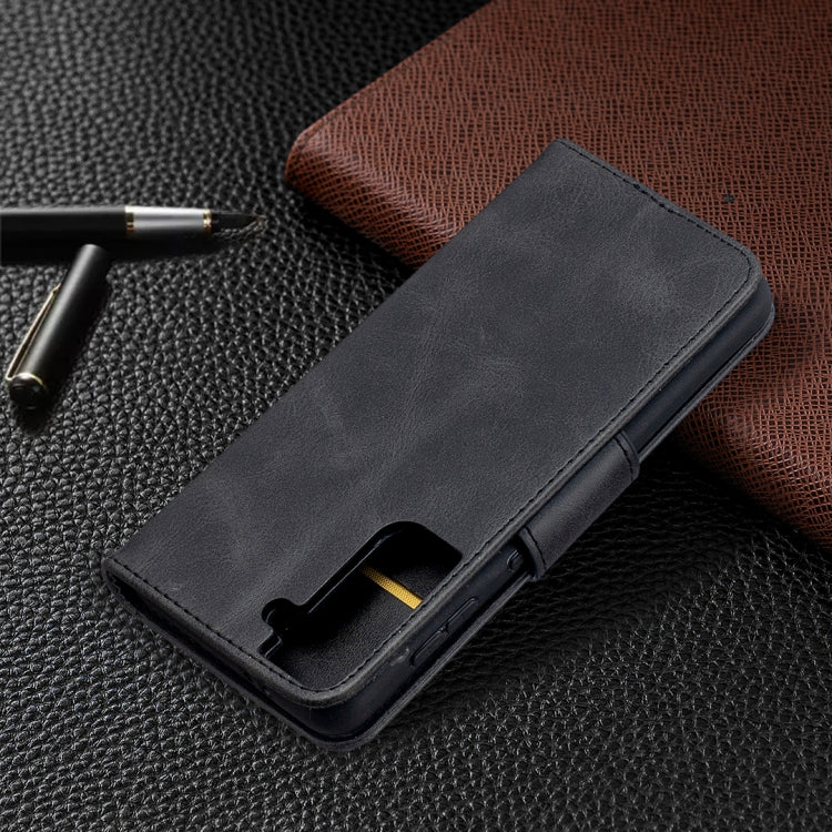 For Samsung Galaxy S21 5G Lambskin Texture Pure Color Horizontal Flip PU Leather Case with Holder & Card Slots & Wallet & Lanyard(Black) - Galaxy S21 5G Cases by buy2fix | Online Shopping UK | buy2fix