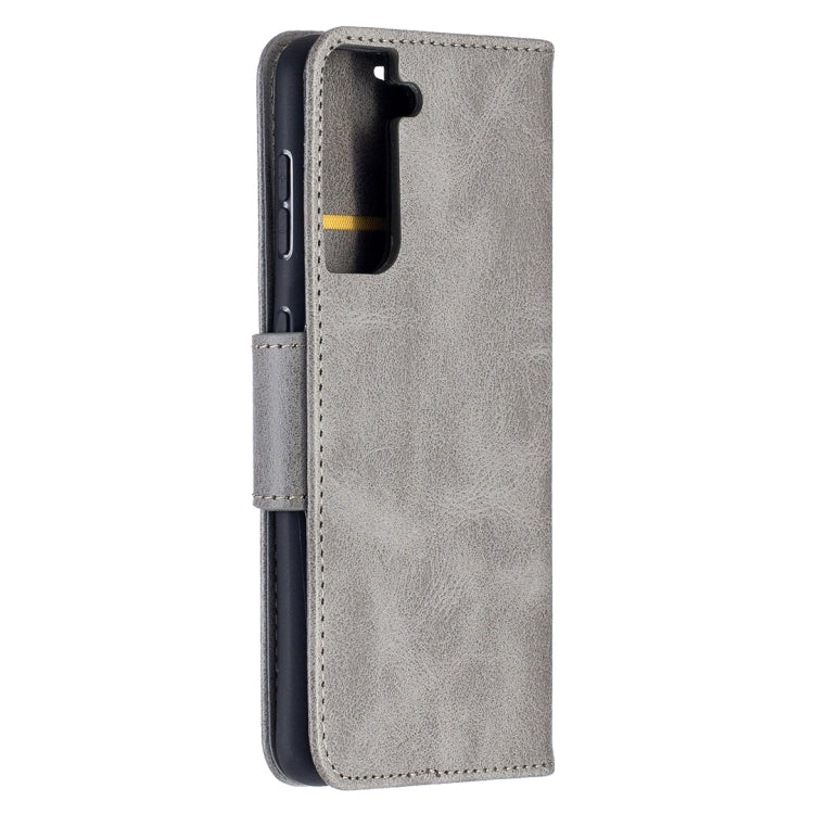 For Samsung Galaxy S21 5G Lambskin Texture Pure Color Horizontal Flip PU Leather Case with Holder & Card Slots & Wallet & Lanyard(Grey) - Galaxy S21 5G Cases by buy2fix | Online Shopping UK | buy2fix