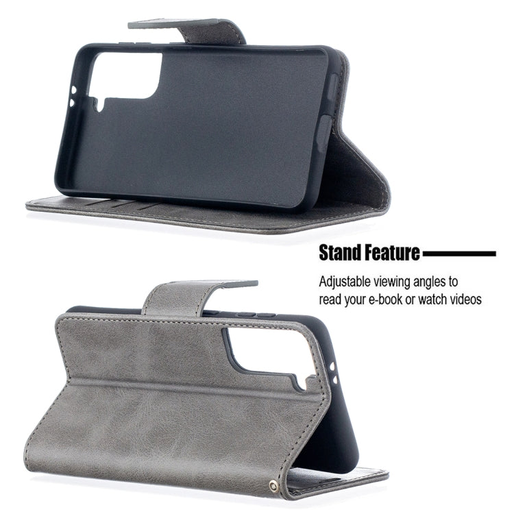 For Samsung Galaxy S21 5G Lambskin Texture Pure Color Horizontal Flip PU Leather Case with Holder & Card Slots & Wallet & Lanyard(Grey) - Galaxy S21 5G Cases by buy2fix | Online Shopping UK | buy2fix