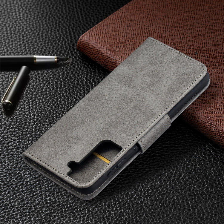 For Samsung Galaxy S21 5G Lambskin Texture Pure Color Horizontal Flip PU Leather Case with Holder & Card Slots & Wallet & Lanyard(Grey) - Galaxy S21 5G Cases by buy2fix | Online Shopping UK | buy2fix