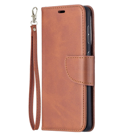 For Samsung Galaxy S21 5G Lambskin Texture Pure Color Horizontal Flip PU Leather Case with Holder & Card Slots & Wallet & Lanyard(Brown) by buy2fix