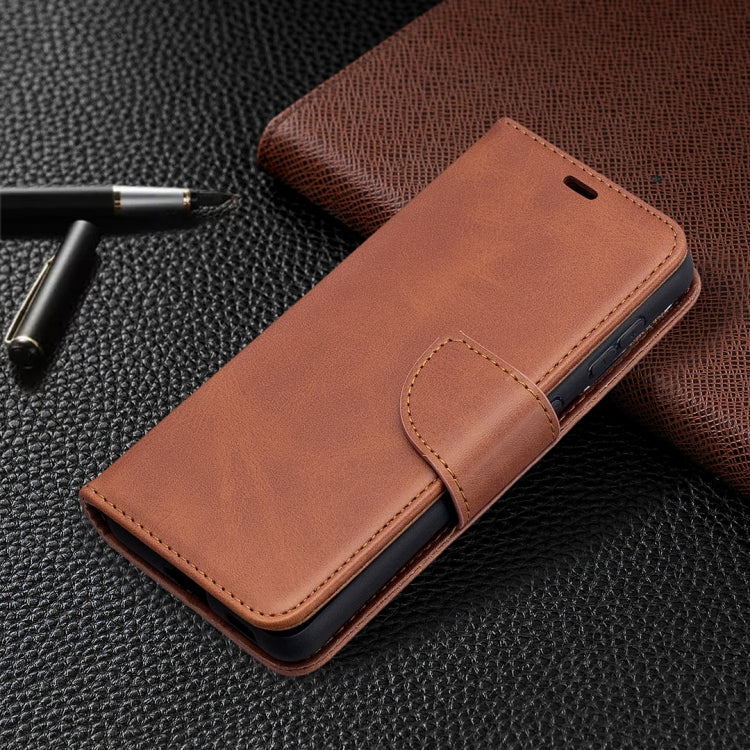 For Samsung Galaxy S21 5G Lambskin Texture Pure Color Horizontal Flip PU Leather Case with Holder & Card Slots & Wallet & Lanyard(Brown) - Galaxy S21 5G Cases by buy2fix | Online Shopping UK | buy2fix