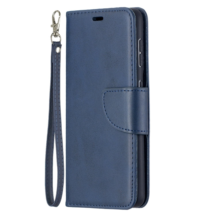 For Samsung Galaxy S21 5G Lambskin Texture Pure Color Horizontal Flip PU Leather Case with Holder & Card Slots & Wallet & Lanyard(Blue) - Galaxy S21 5G Cases by buy2fix | Online Shopping UK | buy2fix