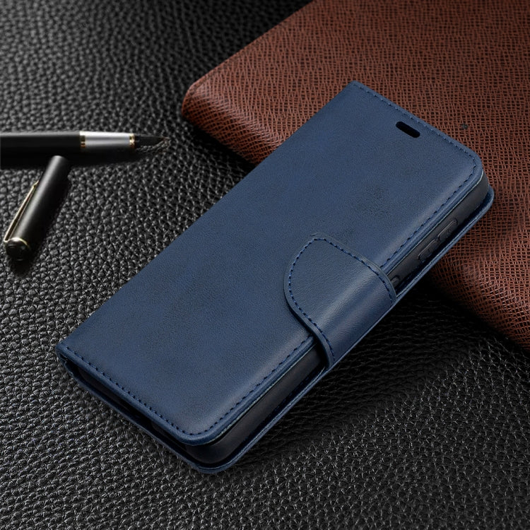 For Samsung Galaxy S21 5G Lambskin Texture Pure Color Horizontal Flip PU Leather Case with Holder & Card Slots & Wallet & Lanyard(Blue) - Galaxy S21 5G Cases by buy2fix | Online Shopping UK | buy2fix