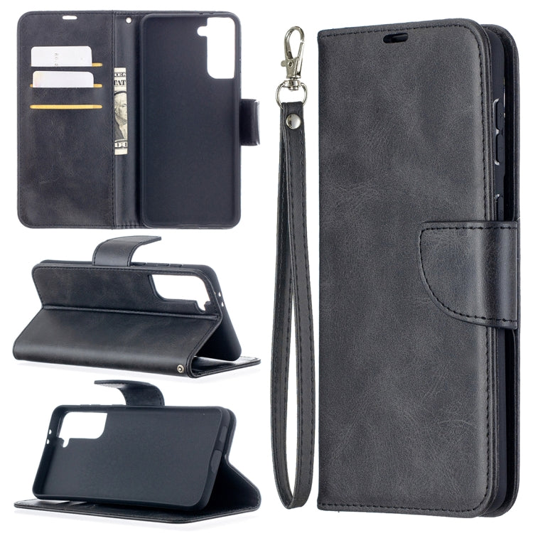 For Samsung Galaxy S21+ 5G Lambskin Texture Pure Color Horizontal Flip PU Leather Case with Holder & Card Slots & Wallet & Lanyard(Black) - Galaxy S21+ 5G Cases by buy2fix | Online Shopping UK | buy2fix