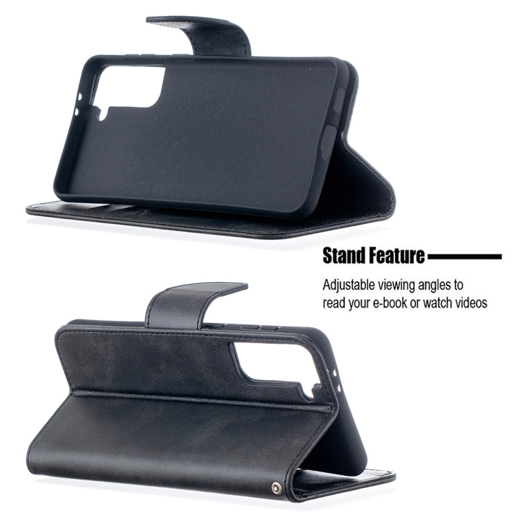 For Samsung Galaxy S21+ 5G Lambskin Texture Pure Color Horizontal Flip PU Leather Case with Holder & Card Slots & Wallet & Lanyard(Black) - Galaxy S21+ 5G Cases by buy2fix | Online Shopping UK | buy2fix