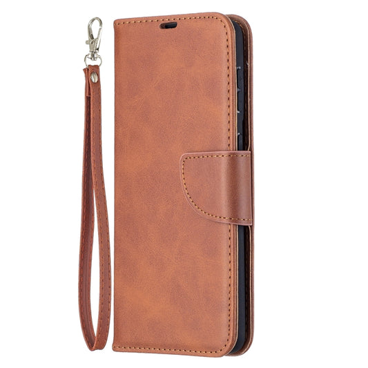 For Samsung Galaxy S21+ 5G Lambskin Texture Pure Color Horizontal Flip PU Leather Case with Holder & Card Slots & Wallet & Lanyard(Brown) by buy2fix