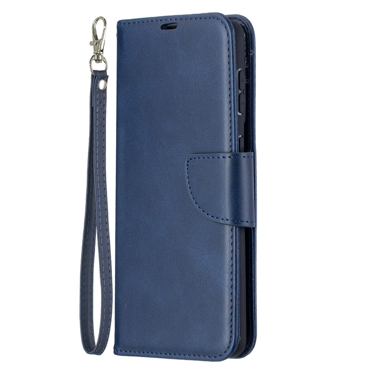 For Samsung Galaxy S21+ 5G Lambskin Texture Pure Color Horizontal Flip PU Leather Case with Holder & Card Slots & Wallet & Lanyard(Blue) - Galaxy S21+ 5G Cases by buy2fix | Online Shopping UK | buy2fix