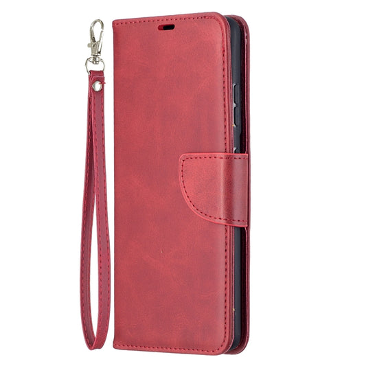 For Samsung Galaxy S21 Ultra 5G Lambskin Texture Pure Color Horizontal Flip PU Leather Case with Holder & Card Slots & Wallet & Lanyard(Red) by buy2fix