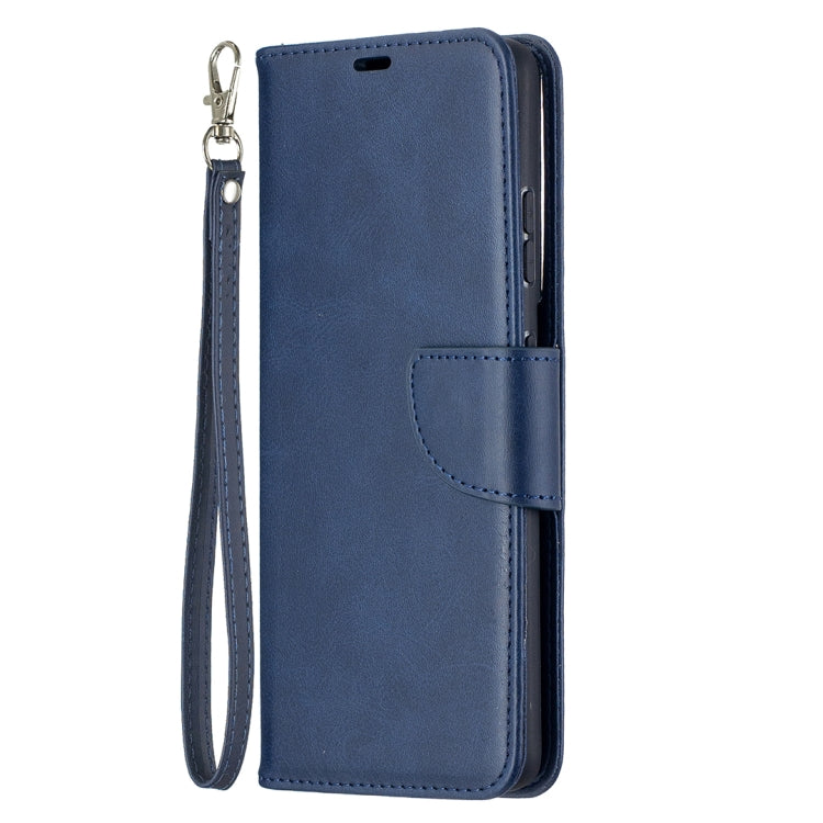For Samsung Galaxy S21 Ultra 5G Lambskin Texture Pure Color Horizontal Flip PU Leather Case with Holder & Card Slots & Wallet & Lanyard(Blue) - Galaxy S21 Ultra 5G Cases by buy2fix | Online Shopping UK | buy2fix