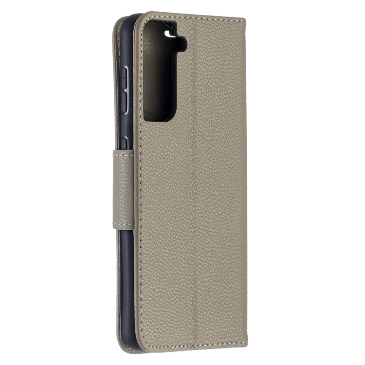 For Samsung Galaxy S21 5G Litchi Texture Pure Color Horizontal Flip Leather Case with Holder & Card Slots & Wallet & Lanyard(Grey) - Galaxy S21 5G Cases by buy2fix | Online Shopping UK | buy2fix
