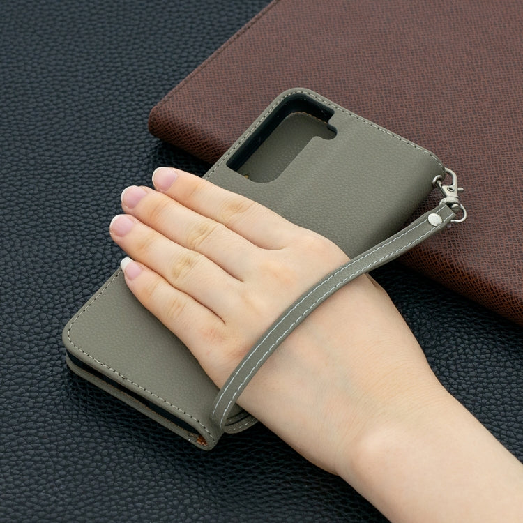 For Samsung Galaxy S21 5G Litchi Texture Pure Color Horizontal Flip Leather Case with Holder & Card Slots & Wallet & Lanyard(Grey) - Galaxy S21 5G Cases by buy2fix | Online Shopping UK | buy2fix