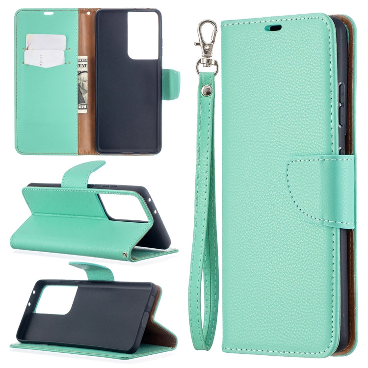 For Samsung Galaxy S21 Ultra 5G Litchi Texture Pure Color Horizontal Flip Leather Case with Holder & Card Slots & Wallet & Lanyard(Green) - Galaxy S21 Ultra 5G Cases by buy2fix | Online Shopping UK | buy2fix