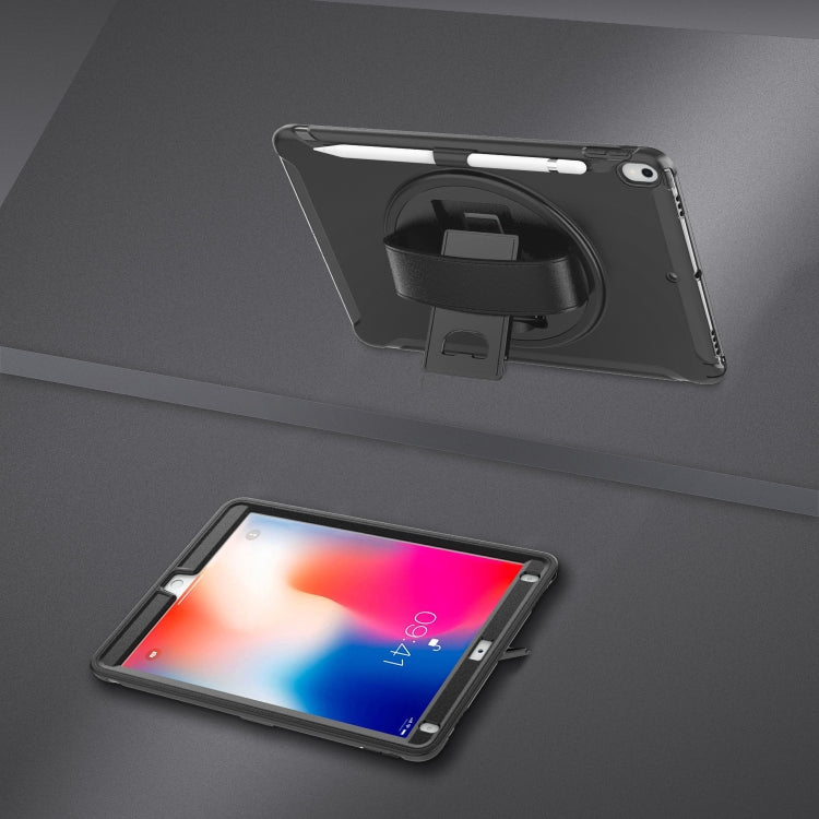 For iPad Pro 10.5 inch 360 Degree Rotation PC+TPU Protective Cover with Holder & Hand Strap(Black) by buy2fix