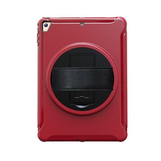For iPad 9.7 inch (2017) 360 Degree Rotation PC+TPU Protective Cover with Holder & Hand Strap(Red) by buy2fix