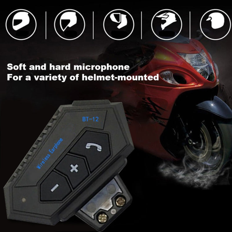 BT12 Motorcycle Helmet Bluetooth Headset Motorcycle Intercom Bluetooth Headset - Motorcycle Walkie Talkie by buy2fix | Online Shopping UK | buy2fix