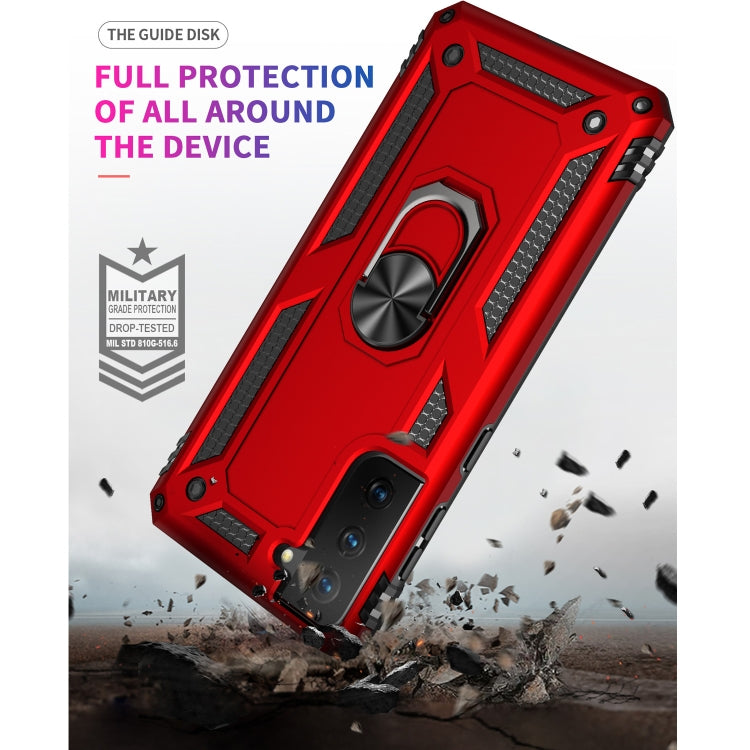 For Samsung Galaxy S21 5G Shockproof TPU + PC Protective Case with 360 Degree Rotating Holder(Red) - Galaxy S21 5G Cases by buy2fix | Online Shopping UK | buy2fix