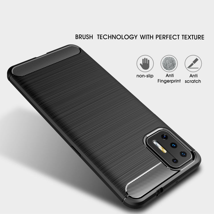 For Motorola Moto G9 Plus Brushed Texture Carbon Fiber TPU Case(Red) - Motorola Cases by buy2fix | Online Shopping UK | buy2fix