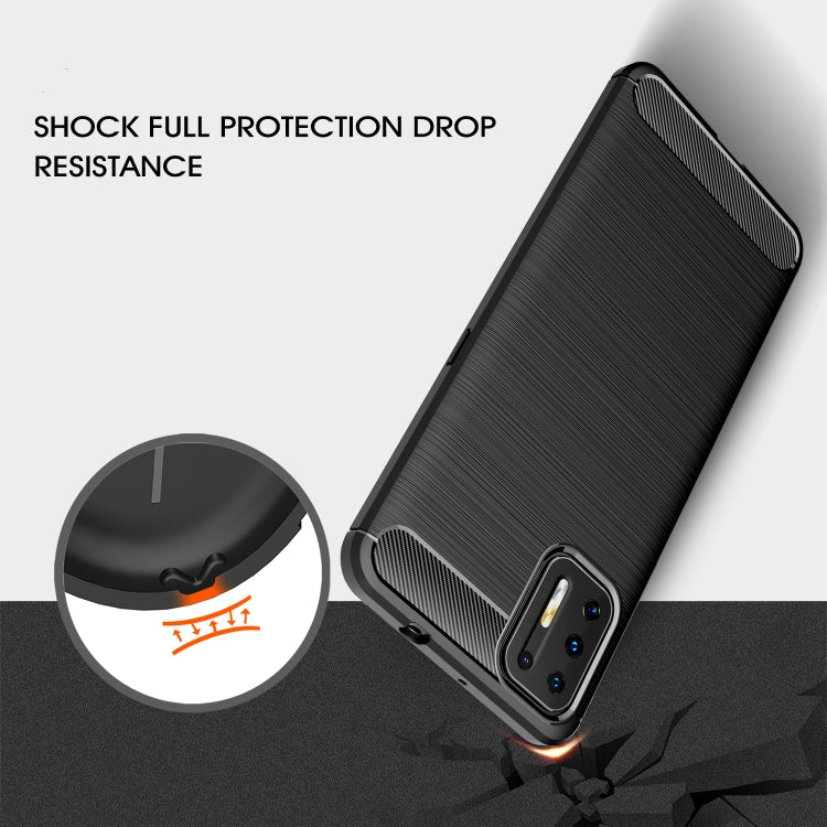 For Motorola Moto G9 Plus Brushed Texture Carbon Fiber TPU Case(Red) - Motorola Cases by buy2fix | Online Shopping UK | buy2fix