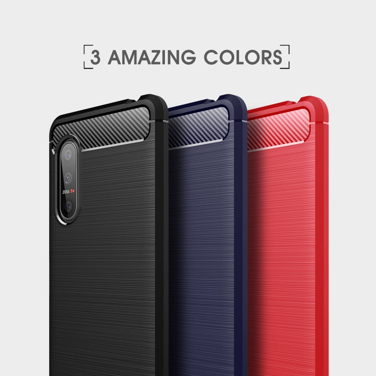 For Sony Xperia 5 II Brushed Texture Carbon Fiber TPU Case(Navy Blue) - Sony Cases by buy2fix | Online Shopping UK | buy2fix