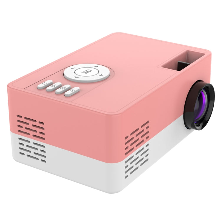 J15 1920 x 1080P HD Household Mini LED Projector with Tripod Mount Support AV / HDMI x 1 / USB x1 / TF x 1, Plug Type:US Plug(Pink White) - Mini Projector by buy2fix | Online Shopping UK | buy2fix