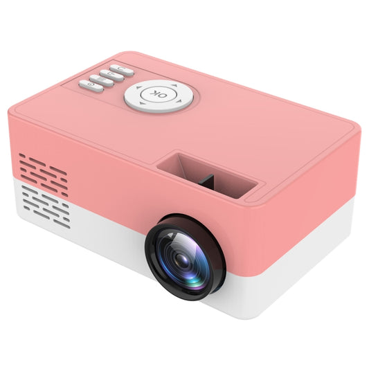 J15 1920 x 1080P HD Household Mini LED Projector with Tripod Mount Support AV / HDMI x 1 / USB x1 / TF x 1, Plug Type:UK Plug(Pink White) - Mini Projector by buy2fix | Online Shopping UK | buy2fix