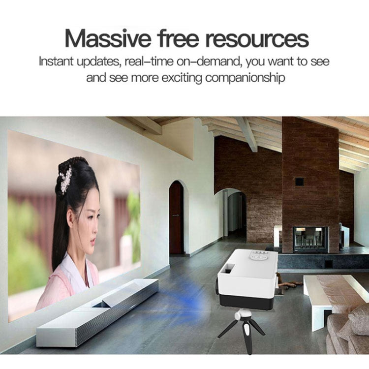 J15 1920 x 1080P HD Household Mini LED Projector with Tripod Mount Support AV / HDMI x 1 / USB x1 / TF x 1, Plug Type:UK Plug(Blue White) - Mini Projector by buy2fix | Online Shopping UK | buy2fix