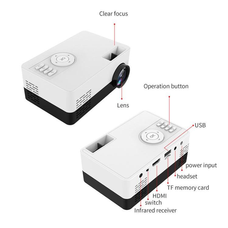 J15 1920 x 1080P HD Household Mini LED Projector with Tripod Mount Support AV / HDMI x 1 / USB x1 / TF x 1, Plug Type:UK Plug(Blue White) - Mini Projector by buy2fix | Online Shopping UK | buy2fix