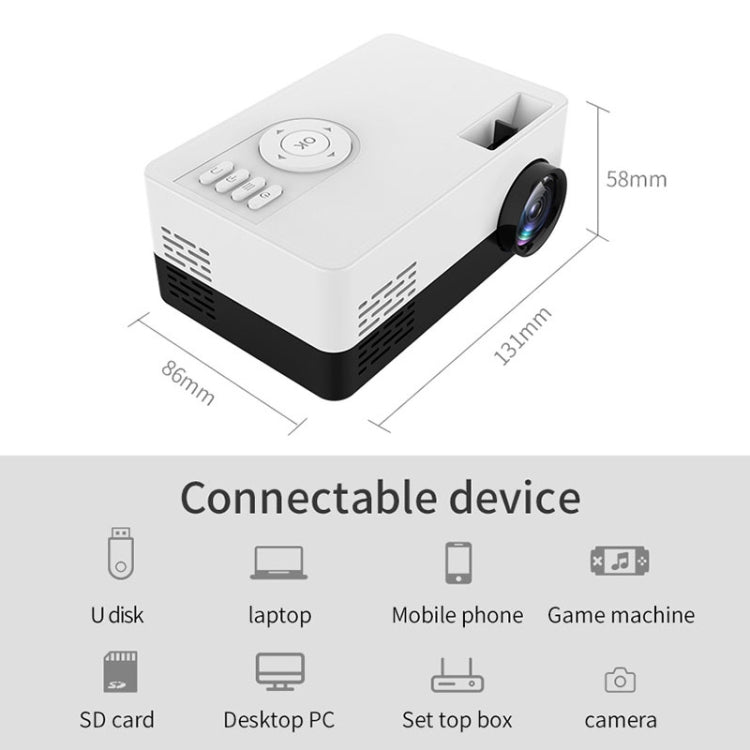 J15 1920 x 1080P HD Household Mini LED Projector with Tripod Mount Support AV / HDMI x 1 / USB x1 / TF x 1, Plug Type:UK Plug(Blue White) - Mini Projector by buy2fix | Online Shopping UK | buy2fix