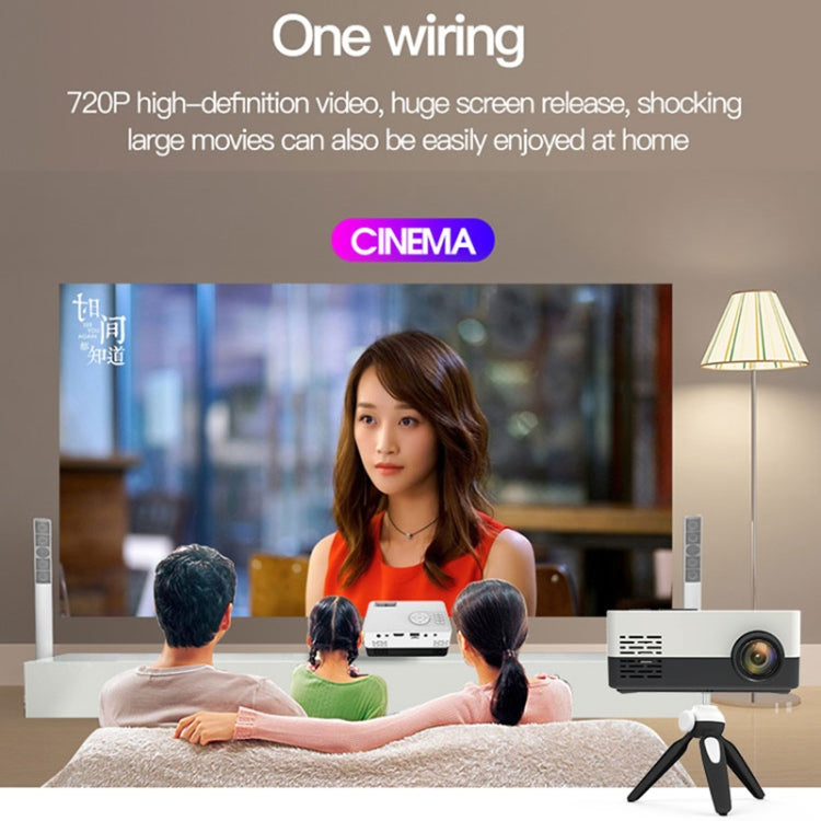 J15 1920 x 1080P HD Household Mini LED Projector with Tripod Mount Support AV / HDMI x 1 / USB x1 / TF x 1, Plug Type:UK Plug(Blue White) - Mini Projector by buy2fix | Online Shopping UK | buy2fix