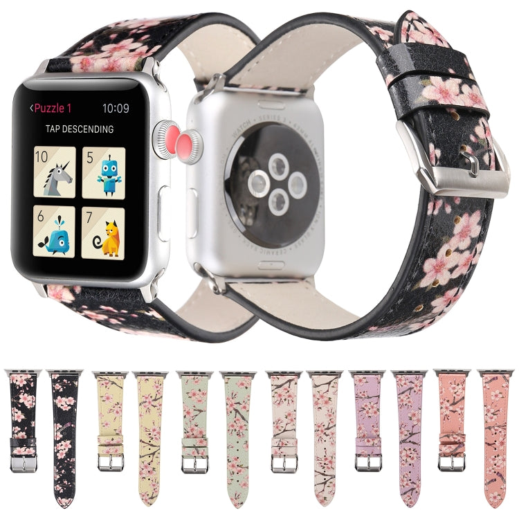 Plum Series Leather Watch Band For Apple Watch Series 7 41mm / 6 & SE & 5 & 4 40mm / 3 & 2 & 1 38mm(Light Pink) by buy2fix