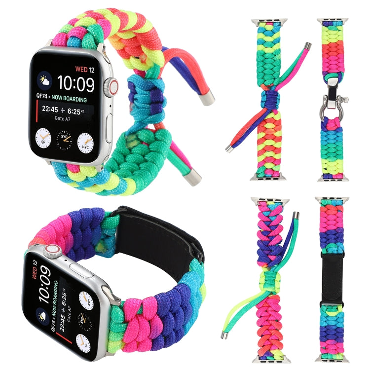 Umbrella Cord Rainbow Watch Band For Apple Watch Series 9&8&7 41mm / SE 3&SE 2&6&SE&5&4 40mm / 3&2&1 38mm(D) by buy2fix