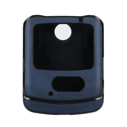 For Motorola Moto Razr 5G Two-color Cowhide Texture Top-grain Leather Shockproof Protective Case(Blue) by buy2fix