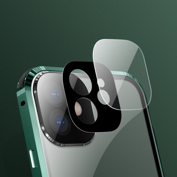 For iPhone 11 Pro Max Four-corner Shockproof Anti-peeping Magnetic Metal Frame Double-sided Tempered Glass Case (Black) - iPhone 11 Pro Max Cases by buy2fix | Online Shopping UK | buy2fix