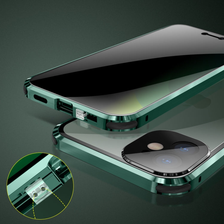 For iPhone 11 Pro Max Four-corner Shockproof Anti-peeping Magnetic Metal Frame Double-sided Tempered Glass Case (Blue) - iPhone 11 Pro Max Cases by buy2fix | Online Shopping UK | buy2fix