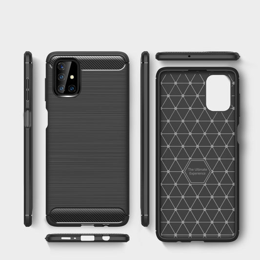 For Samsung Galaxy M51 Brushed Texture Carbon Fiber TPU Case(Black) by buy2fix